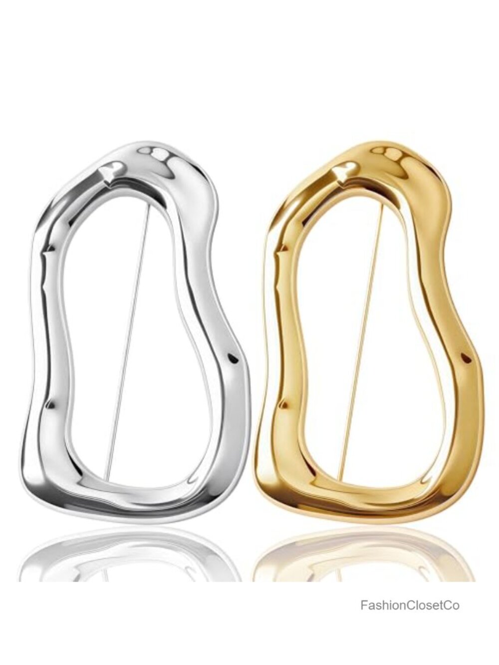 2-Pack Geometric Brooches Pins Gold & Silver Tone Lapel Pin Set Unisex Jewelry